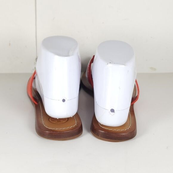 Tory Burch Women's Moore US 7M Corral Leather Slip On Flat Thong Sandals Shoes - Picture 11 of 16